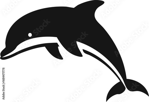 Dolphin Fish Animal Vector Logo in Black and White, Minimalist and Simple Design, Perfect for Wildlife Branding, Nature Illustration, and Unique Animal Identity
