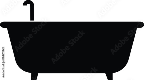Bathtub icon vector, bathroom tub silhouette vector, Vintage bathtub vector silhouette illustration 