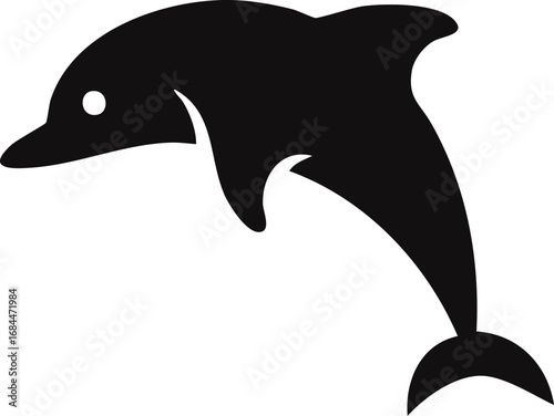 Dolphin Fish Animal Vector Logo in Black and White, Minimalist and Simple Design, Perfect for Wildlife Branding, Nature Illustration, and Unique Animal Identity
