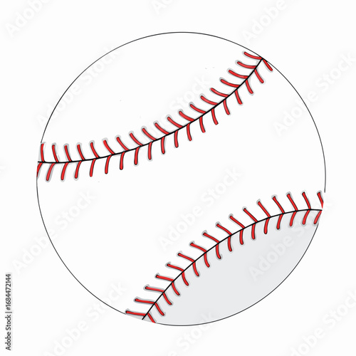 White baseball with red stitching and black seams sport game