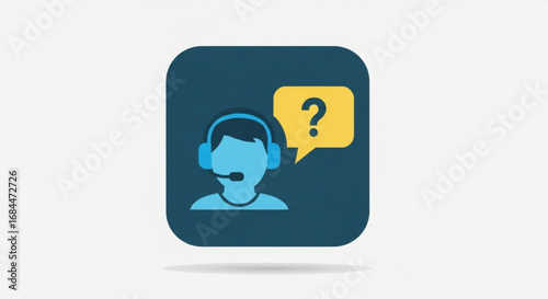 Customer support help desk icon with question mark for faq and online assistance service concept design