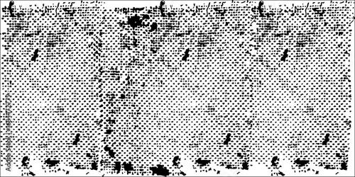 Grunge halftone gradient background. Faded grit noise texture. White and black sandy wallpaper. Retro pixelated backdrop. Anime or manga style comic overlay. Vector graphic design textured template