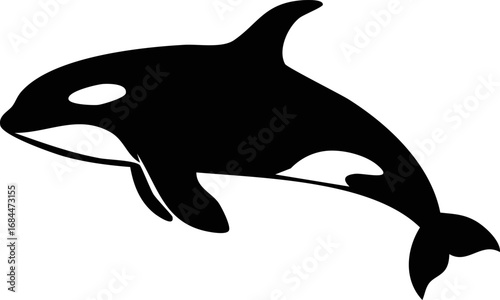 Orca Whale Animal Vector Logo in Minimalist Black and White, Simple Design Ideal for Wildlife Branding and Nature Illustration
