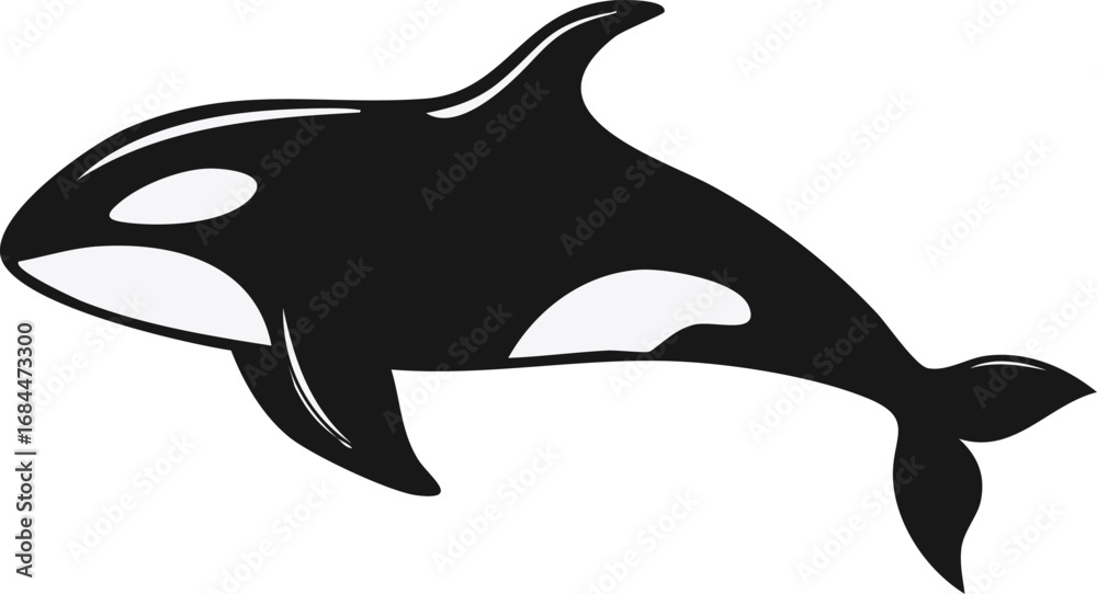 Obraz premium Orca Whale Animal Vector Logo in Minimalist Black and White, Simple Design Ideal for Wildlife Branding and Nature Illustration 