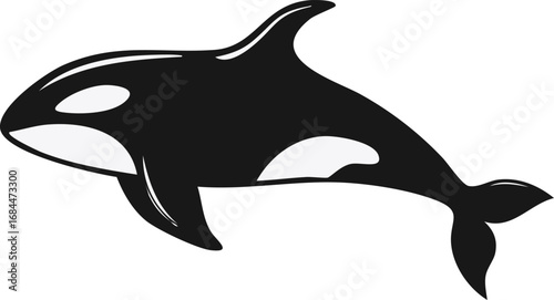 Orca Whale Animal Vector Logo in Minimalist Black and White, Simple Design Ideal for Wildlife Branding and Nature Illustration

