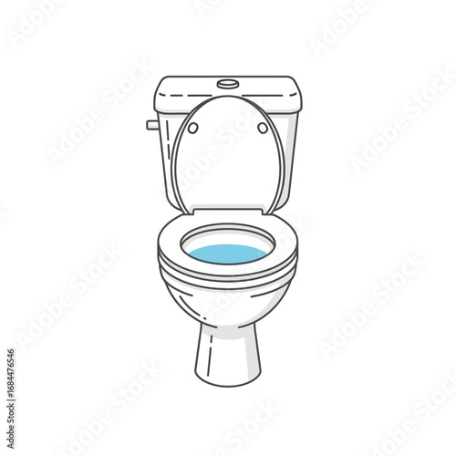 Simple line drawing of a modern ceramic toilet showcasing sanitation and hygiene in residential