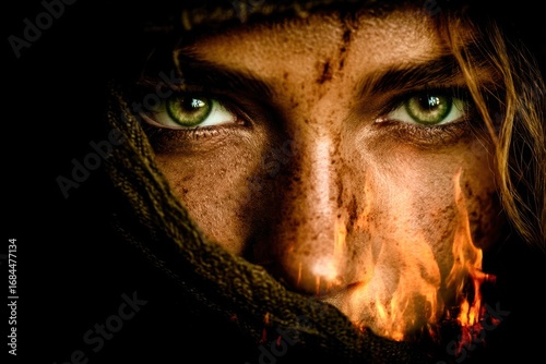 portrait of a woman with dirty face