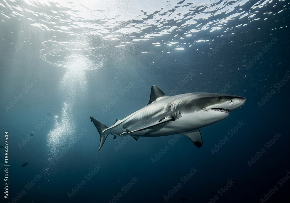 Fototapeta premium A shark swimming in the sea