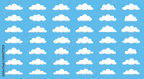 Collection of Fluffy White Cumulus Clouds.