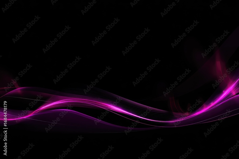 Naklejka premium Abstract dark background with glowing purple waves