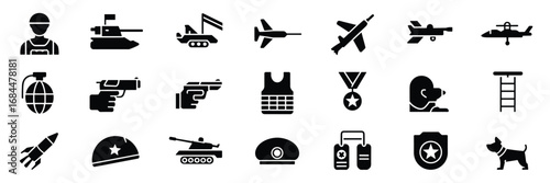Military Equipment & Personnel Icon Set