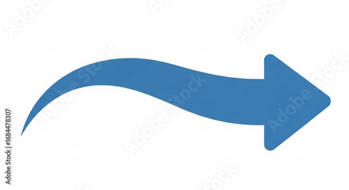 Blue curved arrow vector graphic for direction navigation and interface design element illustration usage