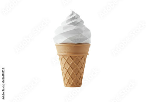 Photos Isolated ice cream cone with swirl of vanilla, frozen dessert on summer treat, f