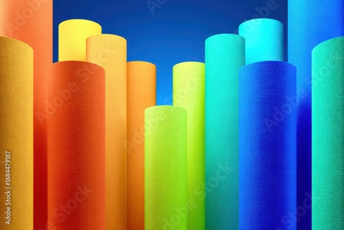 colorful crayons on blue background