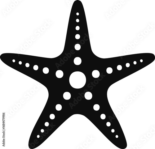 Starfish Animal Vector Logo in Minimalist Black and White, Simple Design Ideal for Wildlife Branding and Nature Illustration
