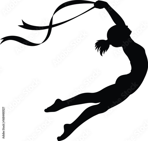 Gymnast performing with ribbon performance dance