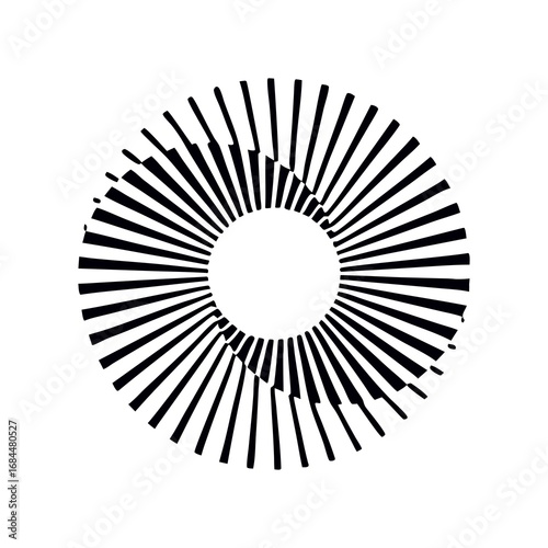 Abstract Black and White Circular Design with Radial Lines for Modern Art and Graphic Design Projects and Creative Backgrounds