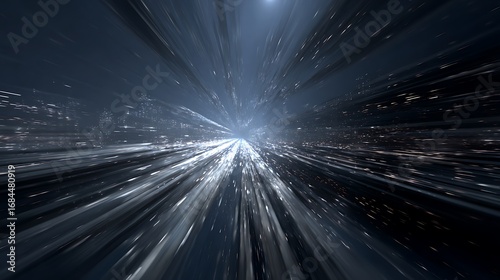 Abstract tunnel with a futuristic design, showcasing a dynamic motion effect and a warpspeed sensation of time travel through space