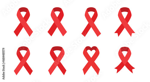 Red Ribbon Awareness Symbols for Health Causes.