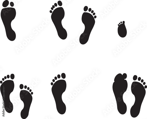 Various Footprint Silhouettes Black