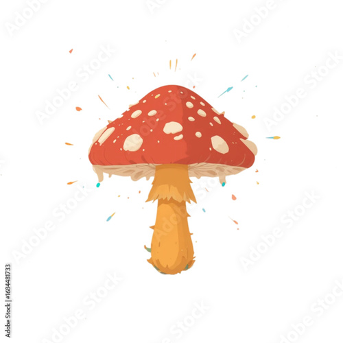 Flat colored mushroom illustration with transparent background 