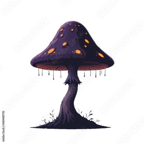 Flat colored halloween themed mushroom illustration 