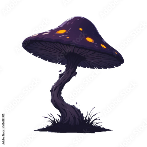 Flat colored halloween themed mushroom illustration 