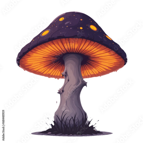 Flat colored halloween themed mushroom illustration 