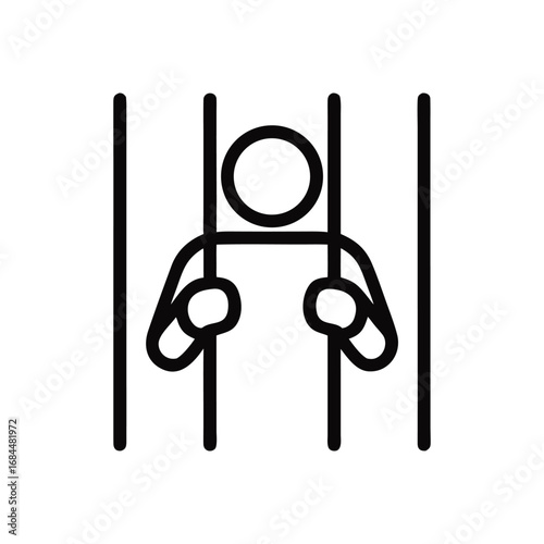 Person Behind Bars Minimalist Icon Depicting Imprisonment and Restriction of Freedom Conceptual Illustration