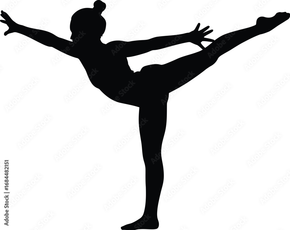 Fototapeta premium Silhouette dancer balancing on one leg ballet pose