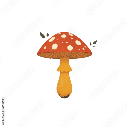 Flat colored mushroom illustration with transparent background 