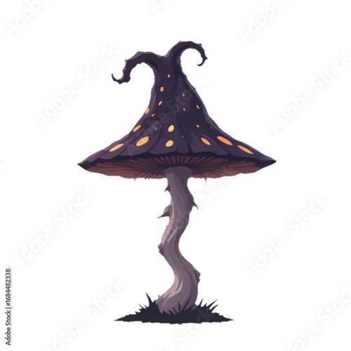Flat colored halloween themed mushroom illustration 