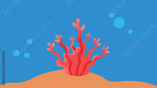 Tiny Coral Polyps Nature Vector Illustration Delicate Ocean Reef Life