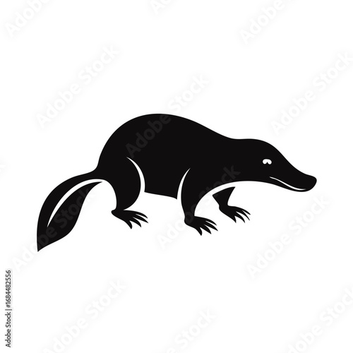 Platypus Animal Vector Logo in Minimalist Black and White, Simple Design Ideal for Wildlife Branding and Nature Illustration
