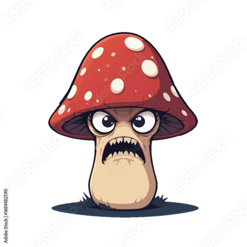 Flat colored halloween themed mushroom illustration 
