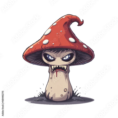 Flat colored halloween themed mushroom illustration 