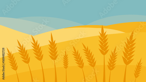 Swaying Barley Field Nature Vector Illustration Golden Grain Crop Artwork