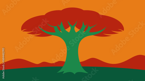 Unique Dragon Blood Tree Nature Vector Illustration Exotic Island Plant
