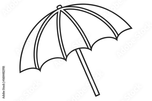 Outline drawing of an open beach umbrella on a white background parasol shade