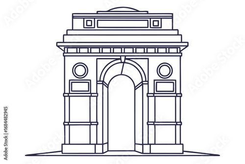 Outline Drawing of India Gate Monument in New Delhi India landmark