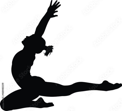 Athletic dancer performing graceful pose silhouette