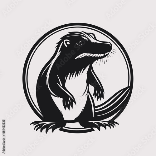 Platypus Animal Vector Logo in Minimalist Black and White, Simple Design Ideal for Wildlife Branding and Nature Illustration
