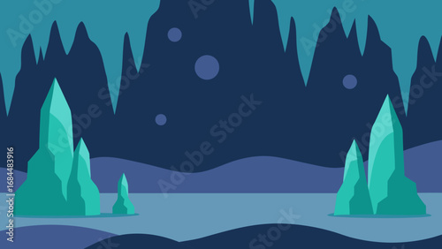 Glimmering Stalactites and Stalagmites Nature Cave Formation Vector Art