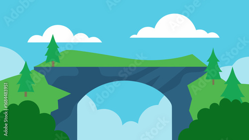 Grand Majestic Natural Bridge Vector Art Impressive Nature Landscape Illustration