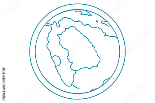 Outline of Earth with continents on a white background globe world