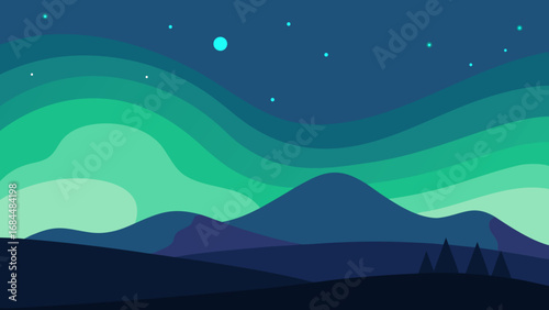 Behold Shimmering Aurora Borealis Magical Nature Vector Illustration