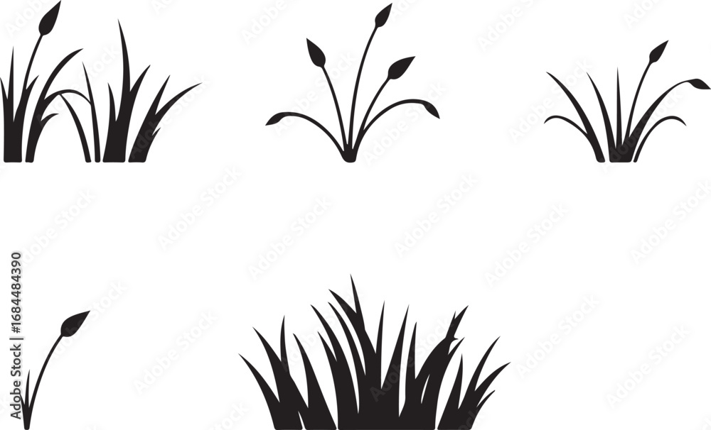 Naklejka premium Grass Plants Silhouette