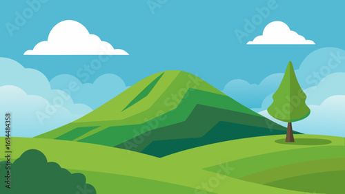 Enjoy a High Hilltop View Expansive Nature Vector Illustration Design