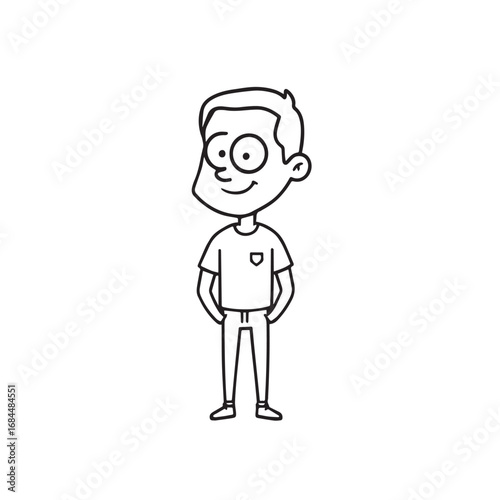Handsome Man Black and White Illustration Vector Image Male Portrait Fashion Sketch Line Art Design	