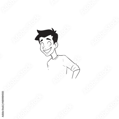 Handsome Man Black and White Illustration Vector Image Male Portrait Fashion Sketch Line Art Design	
